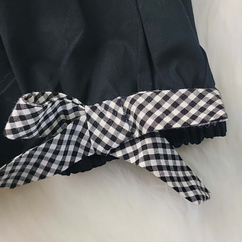 HEYTON Black Half Button Down Gingham Bow Long Sleeve Preppy Boho Shirt Dress S‎ - Picture 4 of 9